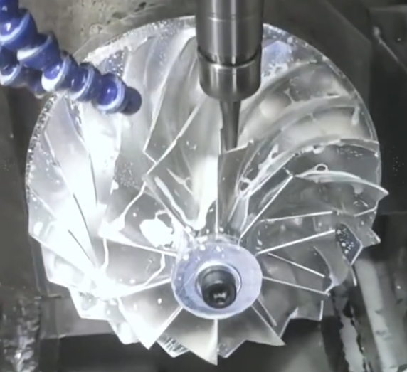 Aluminum impeller is in Machining 3001 