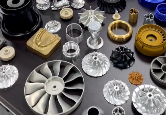 Various surface finishes applied to metal parts