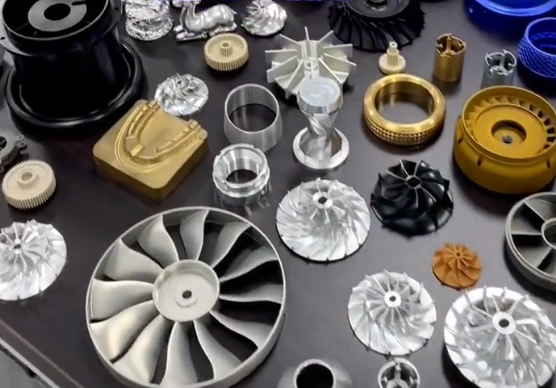 Various metal surface finishes applied to industrial components