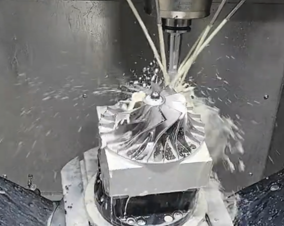 5-axis CNC machining of a complex titanium impeller component