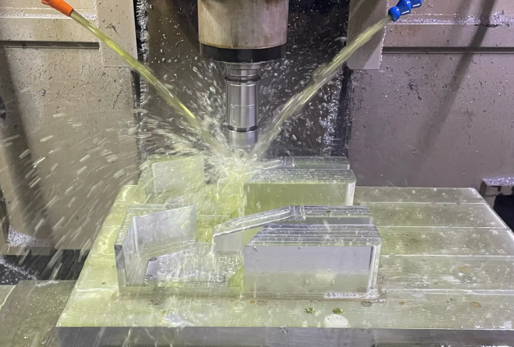 Aluminum CNC milling processes in a machine shop