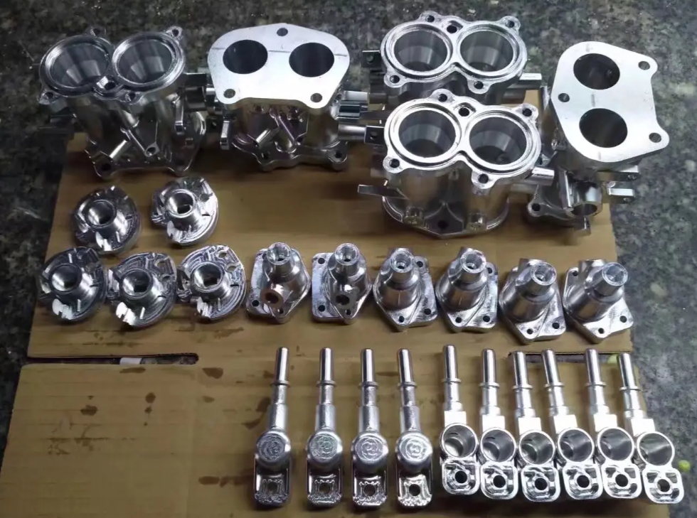 Machined aluminum components showing lightweight and strength advantages