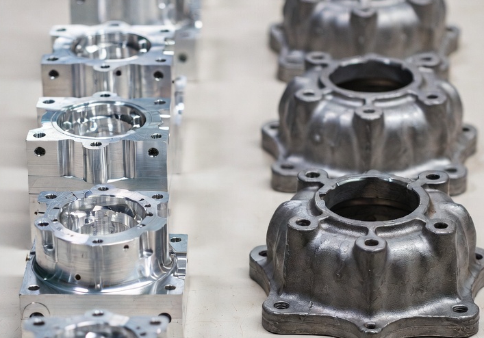 Machined aluminum parts compared with die-cast aluminum components