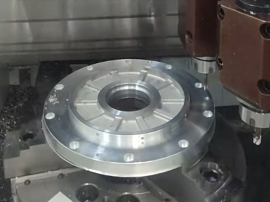 CNC milling machine operating with precision cutting tools