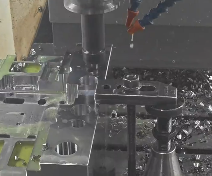 High-precision CNC milling machine in production workshop