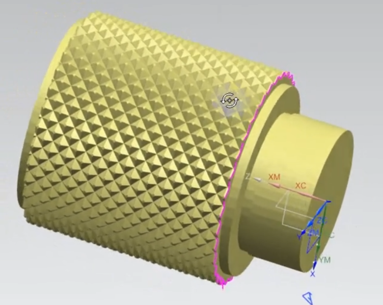 Knurling forms a diamond pattern on a cylindrical workpiece