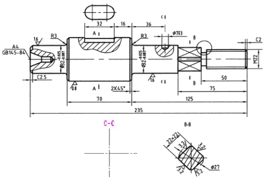 2D Design for manufacturing a precision shaft