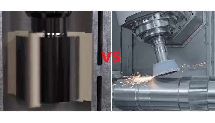 Metal machining showing grinding and honing side by side