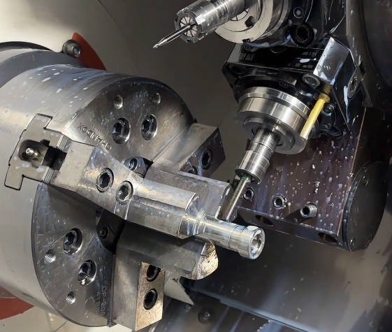 High precision CNC turning process in factory