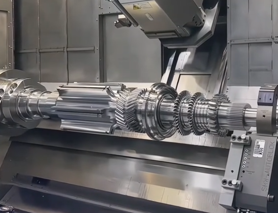 Large Part CNC Machining: 5-axis mill-turn processing of a high-precision oversized gear shaft