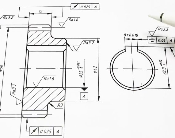 engineering drawing showing CNC machining tolerance dimensions